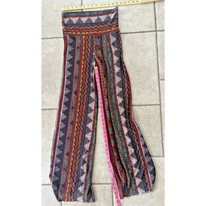 Yahada USA wide Leg Silky Pull On Pants Elastic Waist Large Boho Beach Artsy